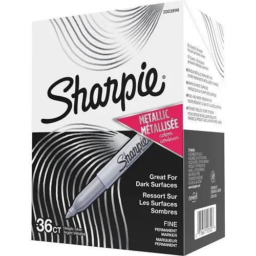 Sharpie 2003899 Industrial Permanent Markers, Fine Point, Silver, 36-Pack
