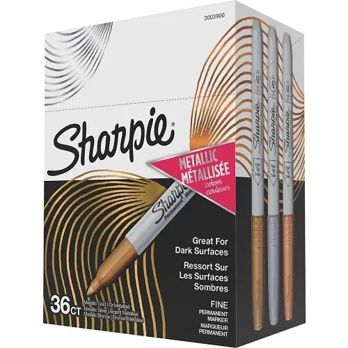 Sharpie 2003900 Industrial Permanent Markers, Fine Point, Metallic Assorted Colors, 36-Pack