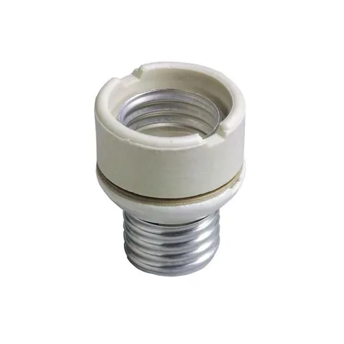 Leviton 2004 Medium-Medium Base Two-Piece Glazed Porcelain Lampholder Adapter, 1-1/4", White