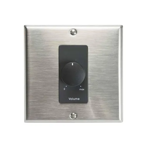Lowell 200LVC-DSB 200W Mono Autoformer Attenuator Volume Control with 2-Gang Decorator Wall Plate, Stainless Steel Black