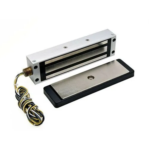 DynaLock 2013-SYN-GLB-RWE 2023 Series 1200 lb Electromagnetic Gate Lock with Dynastat Force Sensor, Swinging Gate Lock Bracket, and Rear Wire Exit, Satin Aluminum