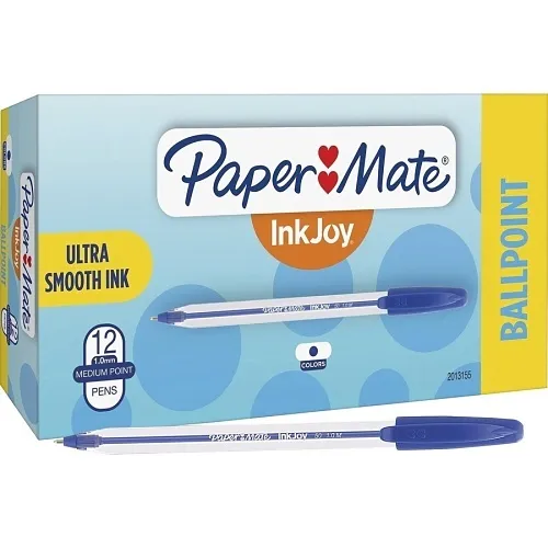 Paper Mate 2013155 InkJoy 50ST Ballpoint Pen, Stick, Medium, 1 mm, Blue Ink, Clear Barrel, 12-Pack
