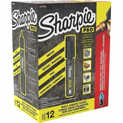 Sharpie 2018326A PRO Permanent Markers, Chisel Tip, Black, 12-Pack