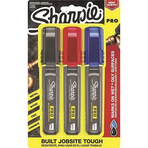 Sharpie 2018335 PRO Permanent Marker, Medium Chisel Tip, Assorted, 3-Pack