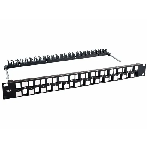 Dynacom 2022-24A Blank Patch Panel, 24 Ports, 1 Rack Unit, Supports 6A UTP