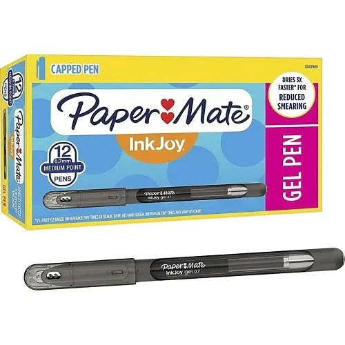 Paper Mate 2022985 InkJoy 600ST Gel Pens, Capped, Medium Point, 0.7mm, Black, 12-Pack
