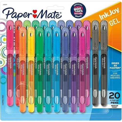 Paper Mate 2023018 InkJoy 600ST Gel Pens, Capped, Medium Point, 0.7mm, Fashion Assorted Colors, 20-Pack