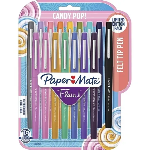 Paper Mate 2027189 Flair Felt Tip Pens, Medium Point, 0.7mm, 16-Pack