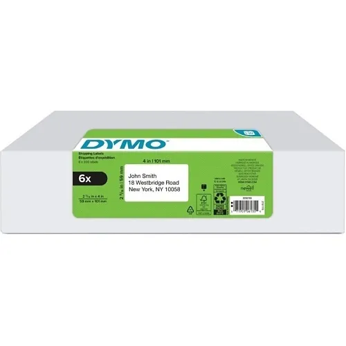 DYMO 2050765 Label Maker, White Shipping Labels, 2-5/16" x 4", Pack of 6 Rolls, 300 Labels Total