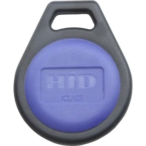 HID 2050HNNSN iCLASS Key II 205x 2K/2 Contactless Smart Key Fob, SIO, Programmed, Non-Matching Numbers, Black with Blue Insert