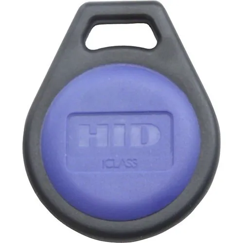 HID 2050PNNBN iCLASS Key II 205x 2K/2 Contactless Smart Key Fob, Programmed, Engraved Non-Matching Numbers, Black with Blue Insert