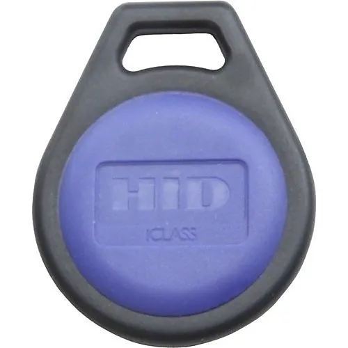 HID 2050PNNRN iCLASS Key II 205x 2K Contactless Smart Key Fob, Programmed, HID Logo Front, No Numbers, Black with Blue Insert