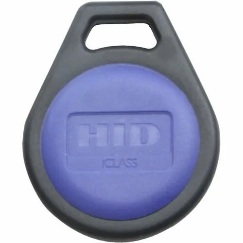 HID 2050PNNSN iCLASS Key II 205x 2K/2 Contactless Smart Key Fob, Programmed, Non-Matching Numbers, Black with Blue Insert