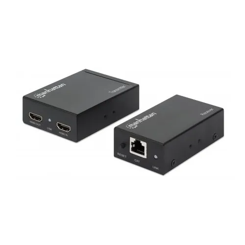 Manhattan 207584 HDMI Over Ethernet Extender Kit, Up to 50m (164') with Single CAT6 Cable, IR Support