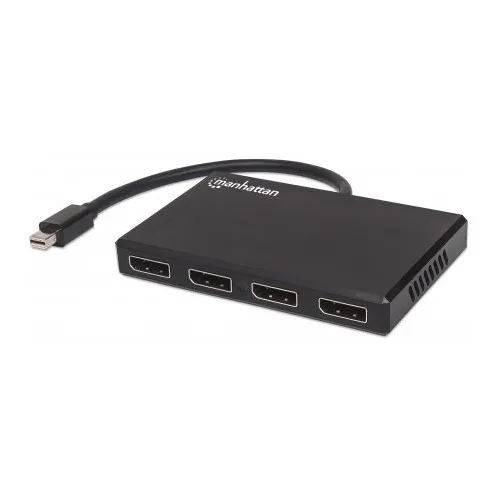Manhattan 207744 Mini DisplayPort to 4-Port DisplayPort Splitter Hub with MST, 4K at 30 Hz, USB Power, Video Wall Function, HDCP 2.2