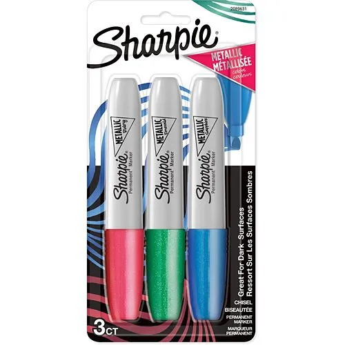 Sharpie 2089631 Metallic Permanent Markers, Chisel Tip, 3-Pack, Ruby, Emerald and Sapphire