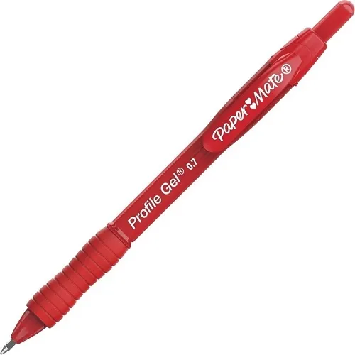 Paper Mate 2095463 Profile Retractable Gel Pens, Medium Point, 0.7mm, Red, 12-Pack
