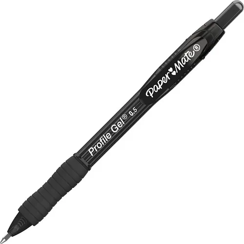 Paper Mate 2095468 Profile Retractable Gel Pens, Fine Point, 0.5mm, Black, 12-Pack