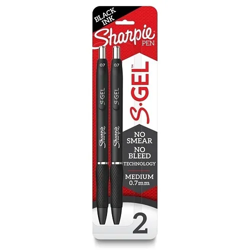 Sharpie 2096156 S-Gel, Medium Point, 07.mm, Black, 2-Pack