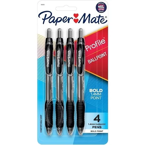 Paper Mate 2097013 Profile Retractable Gel Pens, Medium Point, 0.7mm, Black, 4-Pack