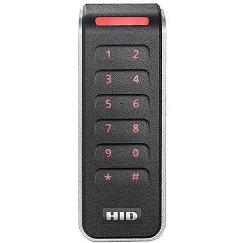 HID 20KNKS-T0-000000 Signo 20K Mullion Contactless Smartcard Keypad Reader, 13.56 MHz and 2.4 GHz, OSDP/Wiegand, Mobile Ready, Pigtail, Standard Profile, Standard Configuration, Black with Silver