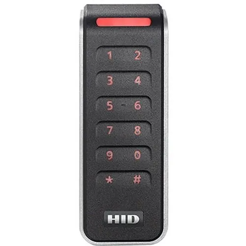 HID 20KTKS-00-000000 Signo 20K Mullion Keypad Reader, 13.56MHz and 125kHz, OSDP/Wiegand, Terminal, Mobile Ready, Black with Silver Trim