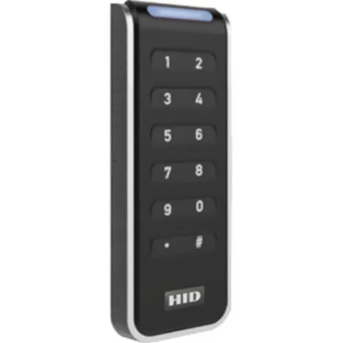 HID 20KTKS-00-000000 Signo 20K Mullion Keypad Reader, 13.56MHz and 125kHz, OSDP/Wiegand, Terminal, Mobile Ready, Black/Silver