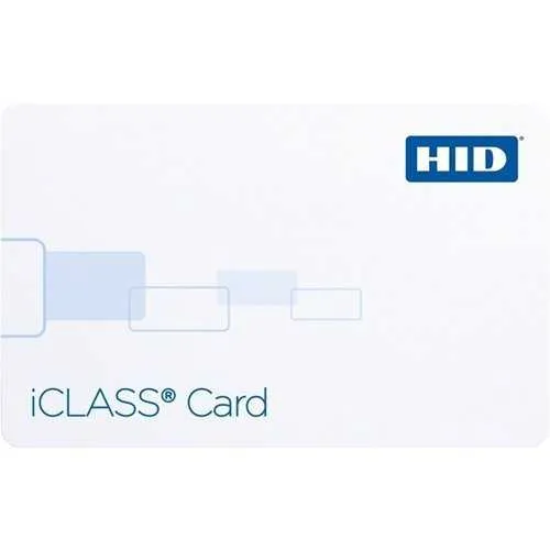 HID 2100PGGAN iCLASS 2K Card, Programmed with Standard iCLASS Access Control Application, Glossy Front and Back, Sequential Matching Encoded/Printed (Laser Engraved), No Slot with Vertical Indicators