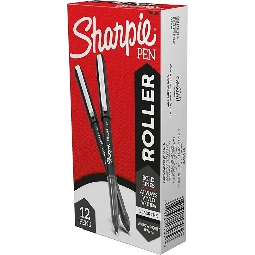 Sharpie 2101305 Rollerball Pen, Arrow Point, 0.7mm, Black, 12-Pack
