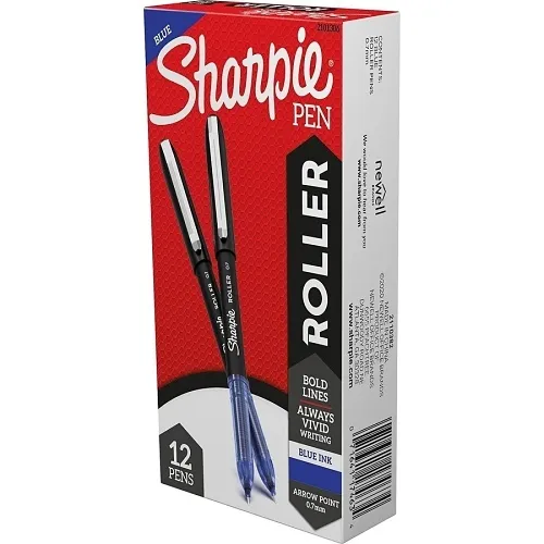 Sharpie 2101306 Rollerball Pen, Arrow Point, 0.7mm, Blue, 12-Pack
