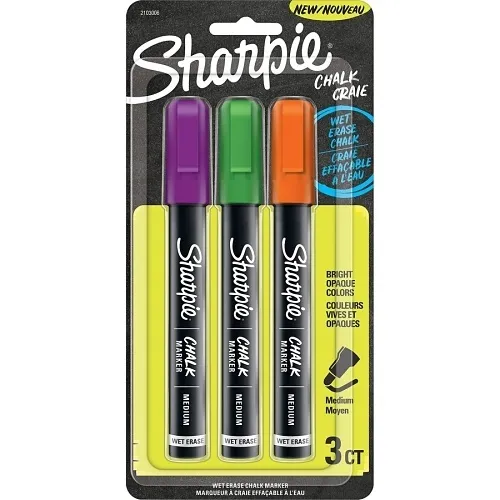 Sharpie 2103006 Chalk Markers, Assorted Secondary Colors, 3-Pack