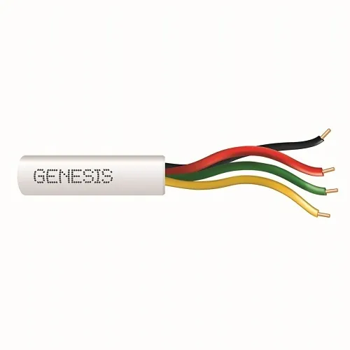 Genesis 21035501 22/4 Solid Unshielded Cable, Riser, CMR, FT4, 500' (152.4 m) Pull Box, White