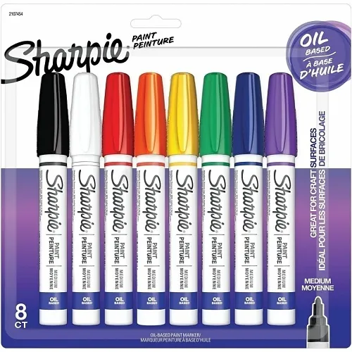 Sharpie 2107454 Oil-Based Paint Markers, Medium Point, Assorted Colors, 8-Pack