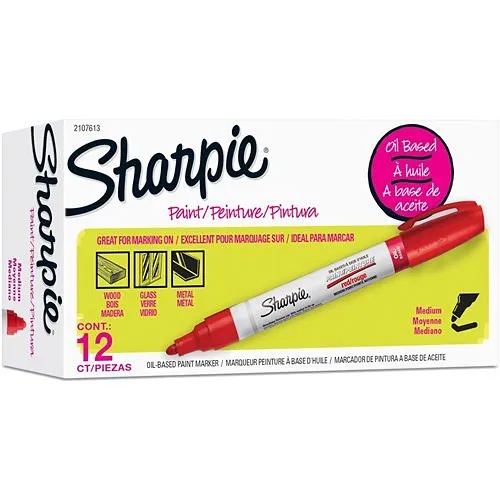 Sharpie 2107613 Oil-Based Paint Markers, Medium Tip, 12-Pack, Red