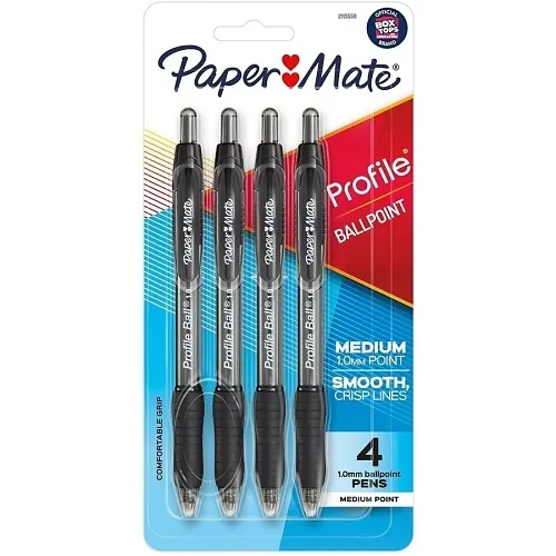 Paper Mate 2113558 Profile Retractable Ballpoint Pens, Medium Point, 1.0mm, Black, 4-Pack