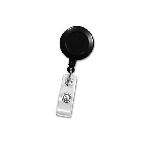 Brady ID 2120-3031 Badge Reel with Clear Vinyl Strap and Belt Clip, 25-Pack, Black