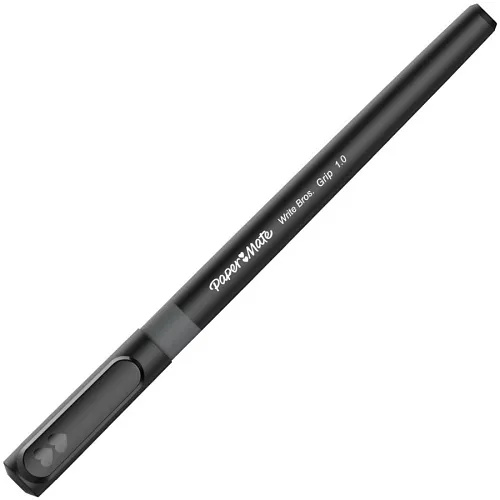 Paper Mate 2124509 Write Bros Grip Ballpoint Pens, Medium Point, 1.0mm, Black, 12-Pack