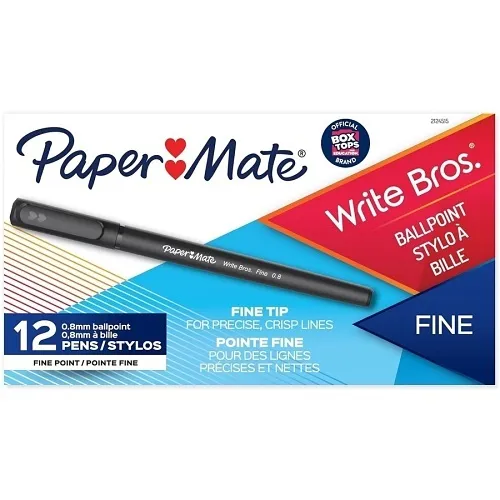 Paper Mate 2124515 Write Bros Ballpoint Pens, Fine Point, 0.8mm, Black, 12-Pack
