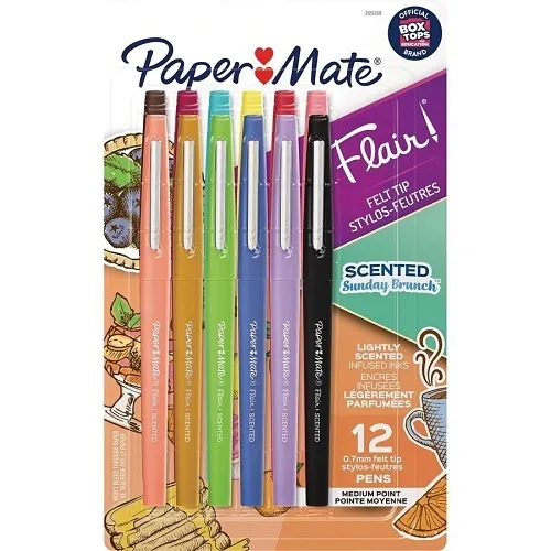 Paper Mate 2125359 Flair Felt Tip Pens, Scented, Medium Point, 0.7mm, Sunday Brunch Colors, 12-Pack