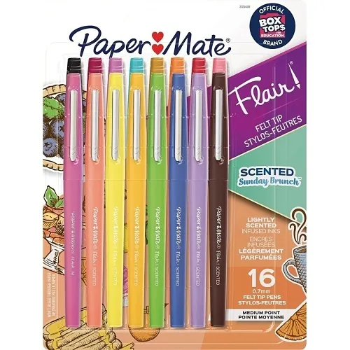 Paper Mate 2125408 Flair Felt Tip Pens, Scented, Medium Point, 0.7mm, Sunday Brunch Colors, 16-Pack