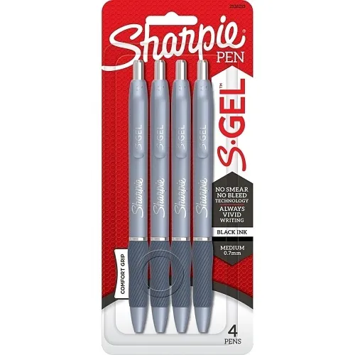 Sharpie 2126213 S-Gel, Fashion Barrel, Medium Point, 0.7mm, Black Ink and Frost Blue Barrel, 4-Pack