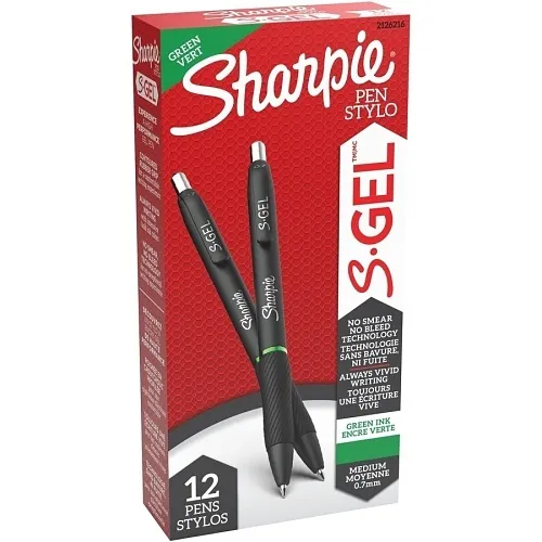 Sharpie 2126216 S-Gel, Medium Point, 0.7mm, Green, 12-Pack