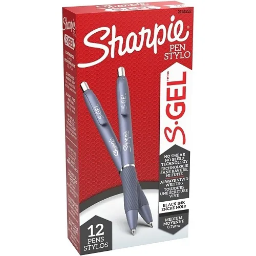 Sharpie 2126232 S-Gel, Fashion Barrel, Medium Point, 0.7mm, Black Ink and Frost Blue Barrel, 12-Pack