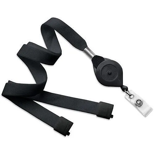 Brady ID 2136-3521 5/8" Breakaway Lanyard with Slotted Quick-Lock Reel and Clear Vinyl Strap, Black