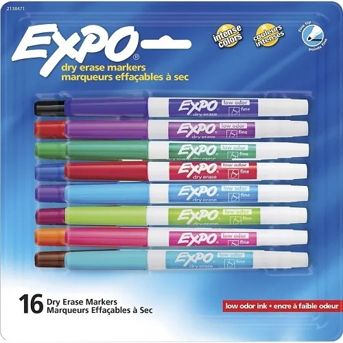 Expo 2138471 Low Odor Dry Erase Markers, Fine Tip, Vibrant Assorted Colors, 16-Pack