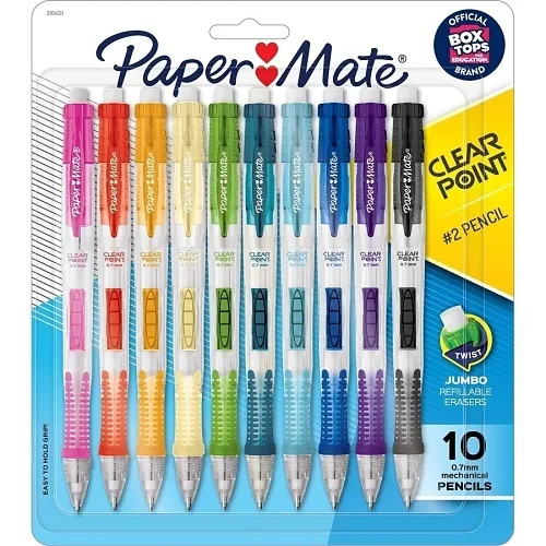Paper Mate 2164121 Clearpoint Mechanical Pencils, 0.7mm, HB #2 lead, Assorted Colors, 12-Pack