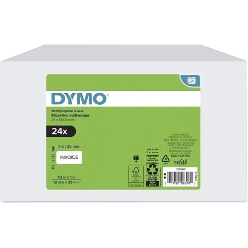 DYMO 2173845 Label Maker, DY LW 1/2 X 1 2UP MP LBL 1000CT 24 PK