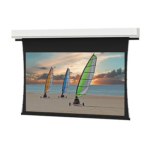 Da-Lite 21766 Tensioned Advantage Electric Projection Screen, Ceiling Recessed, Plenum-Rated Case and Trim, 16:10 Wide, HD Progressive 1.0, 120V, Automatic Closure Door, 113" Screen, TAA Compliant