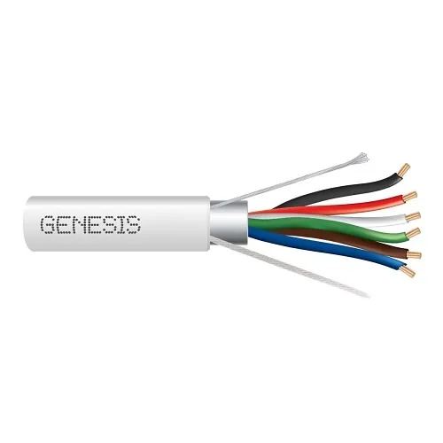 Genesis 22161001 18/6 Stranded Shielded Cable, Riser, CMR, FT4, 1000' (304.8 m) Reel, White