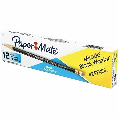 Paper Mate 2254 Mirado Black Warrior Woodcase Pencils, HB #2 lead, Black